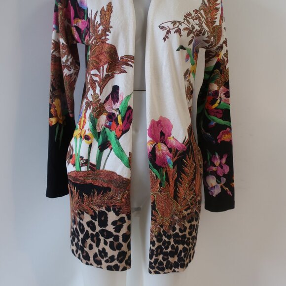 Womens Etro Milano Multi Floral Animal Print Silk Blend Cardigan Sweater 38 US/2 - Picture 4 of 11